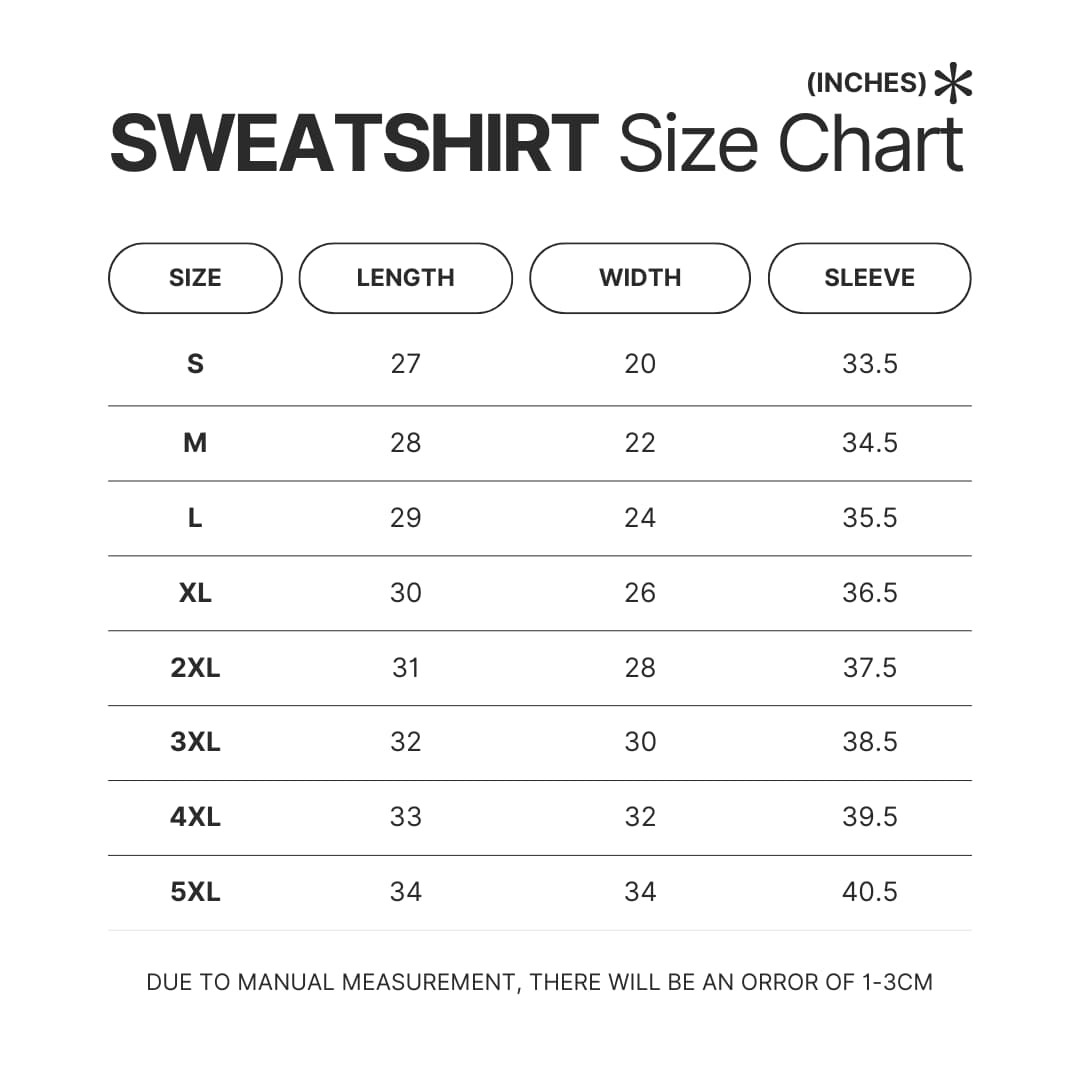 Sweatshirt Size Chart - Matt Rife Store