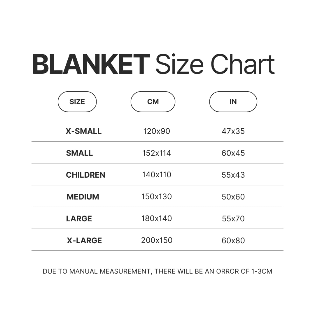 Blanket Size Chart - Matt Rife Store