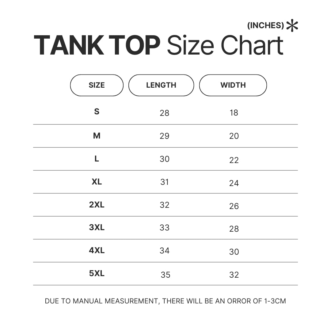 Tank Top Size Chart - Matt Rife Store