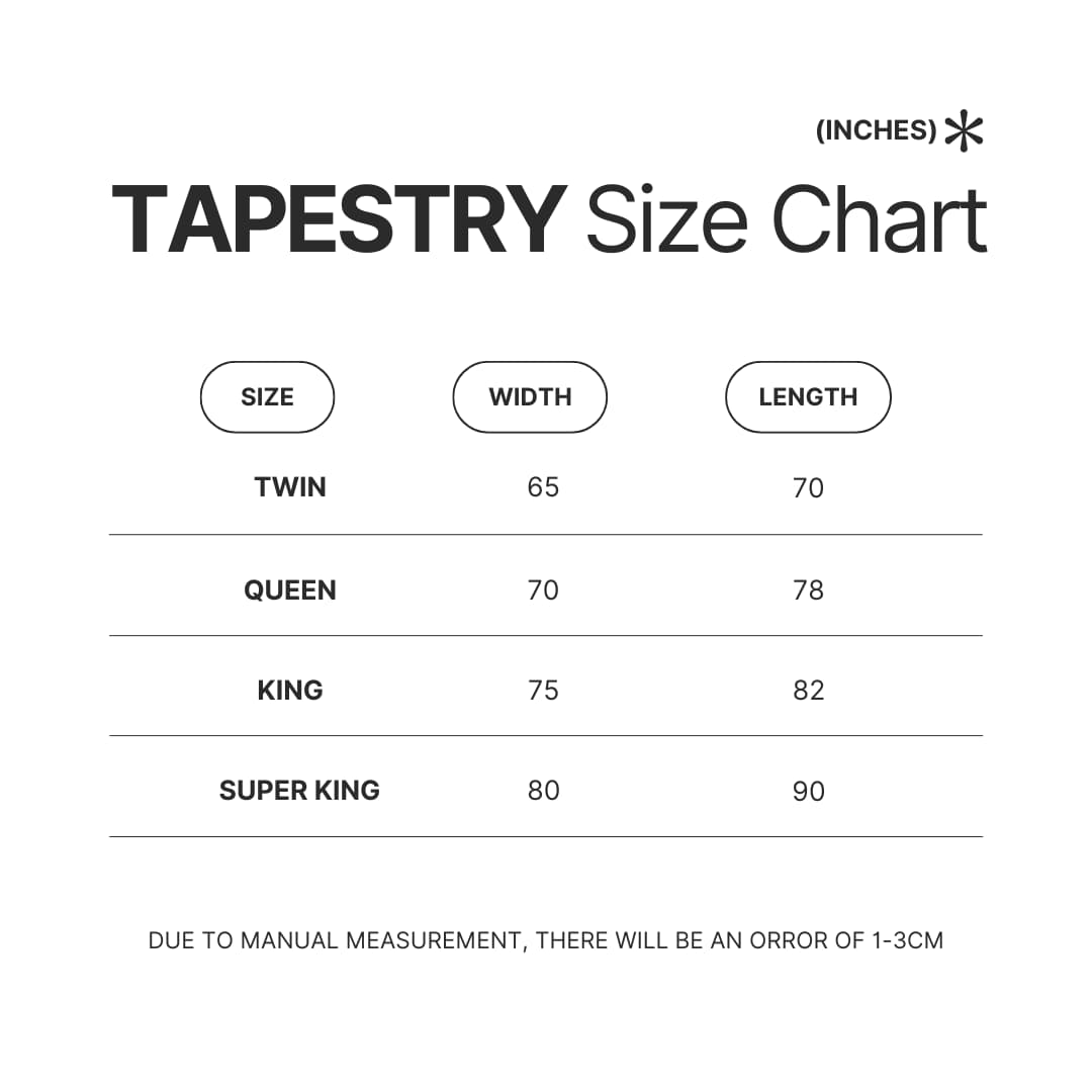 Tapestry Size Chart - Matt Rife Store