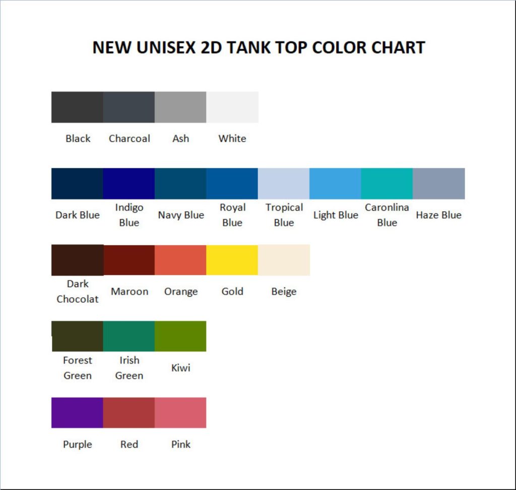 tank top color chart - Matt Rife Store